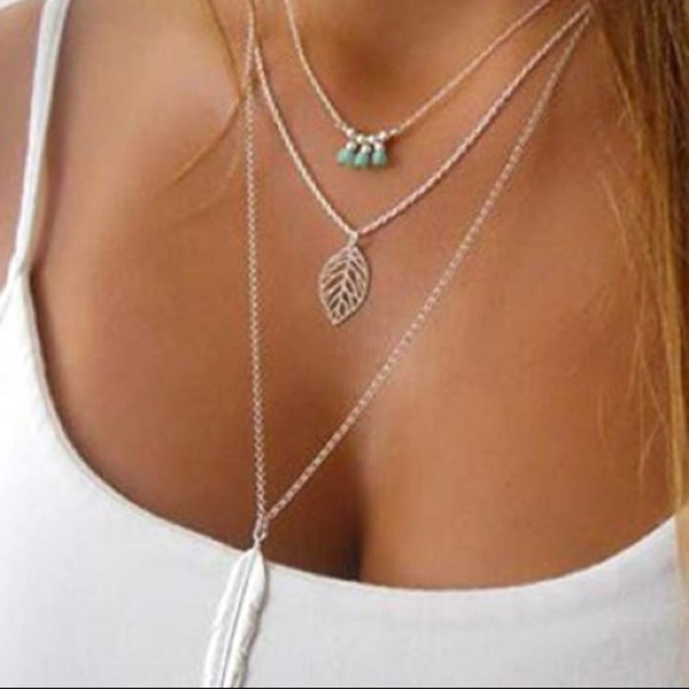💋4/$25💋 Boho 3 in 1 Turquoise & Feather Necklace